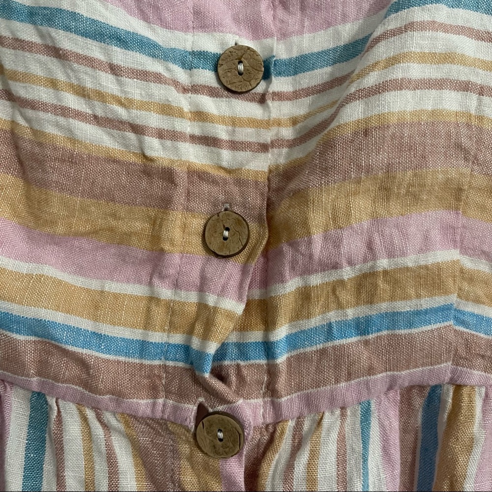 C&C California Stripe Linen Button Front Sleevele… - image 4